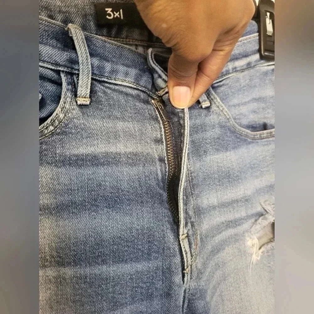 3x1 Made Here High Rise Frayed Hem Jeans in ACE(25) - Picture 5 of 9